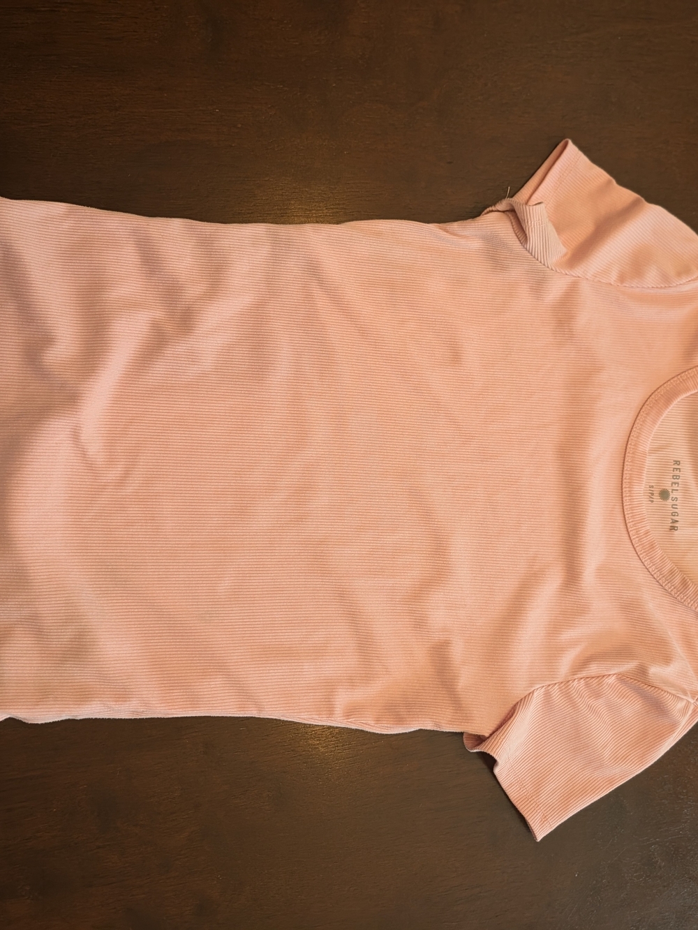 Rebel Sugar Blush Ribbed Crew Neck Tee